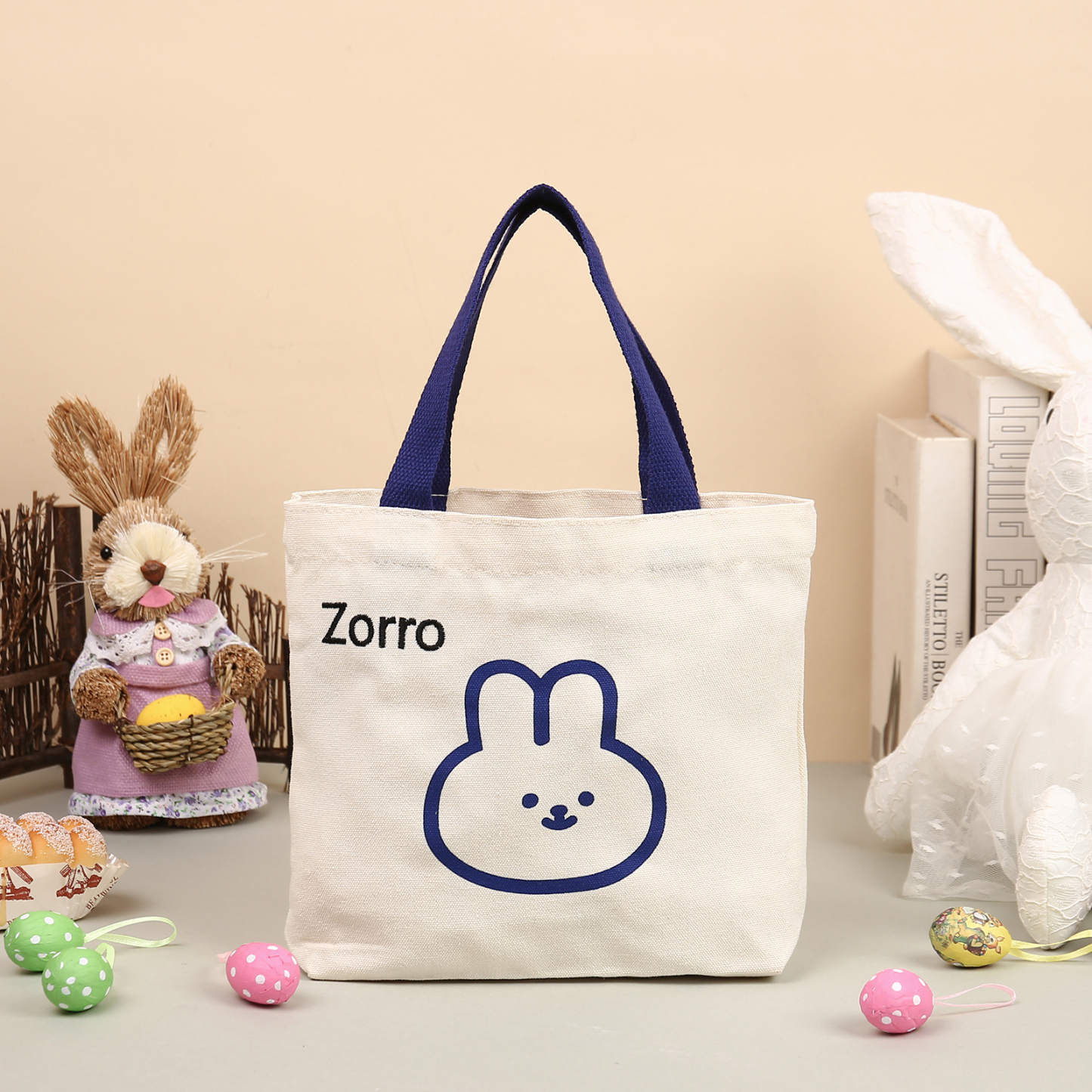 Personalised Bunny Tote Bag Customised with Name Bunny Handbag Easter Gifts-Jessemade AU