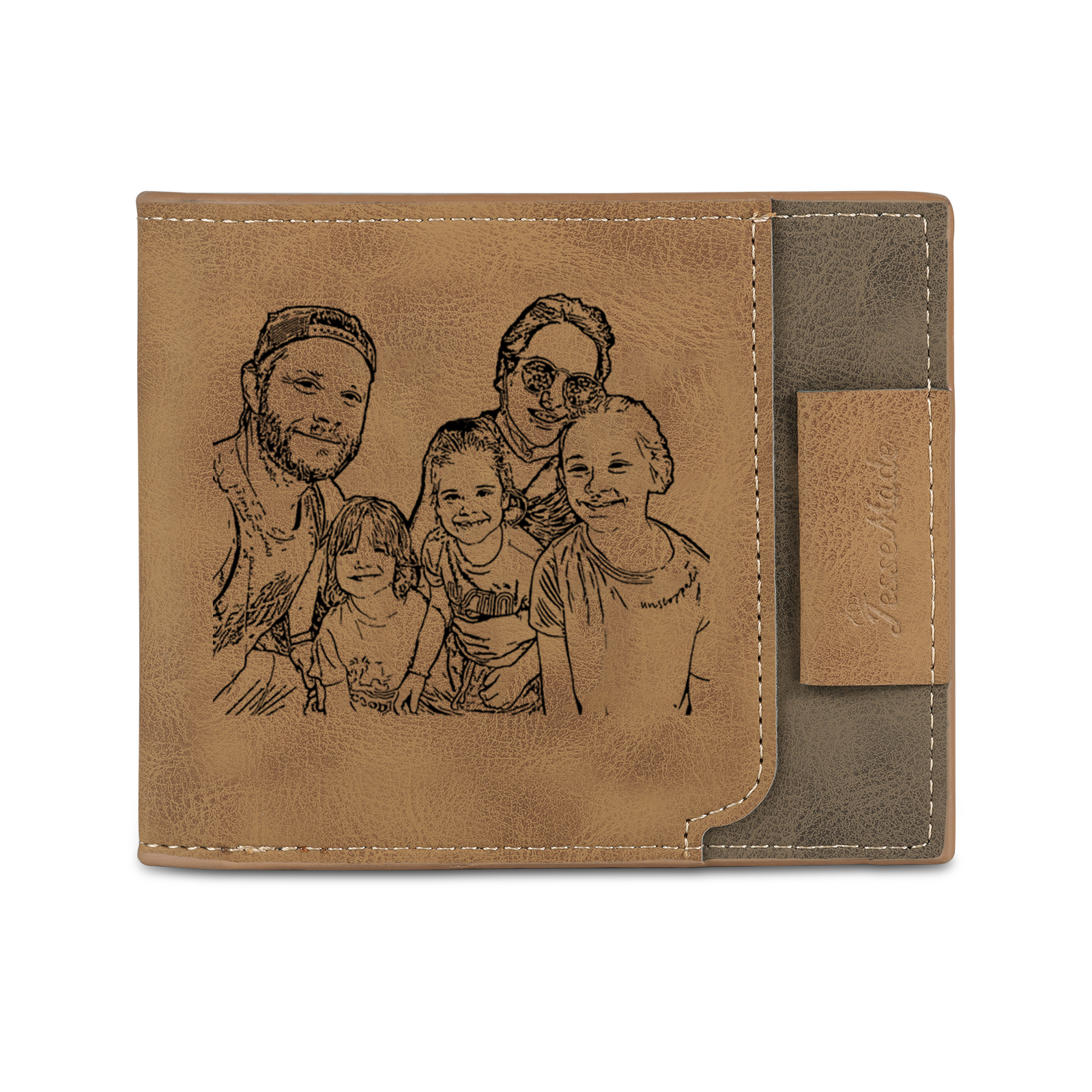 5 Names - Custom Photo & Text & Name Wallet Personalised Men's Leather Folding Wallet Gifts for Dad-Jessemade AU