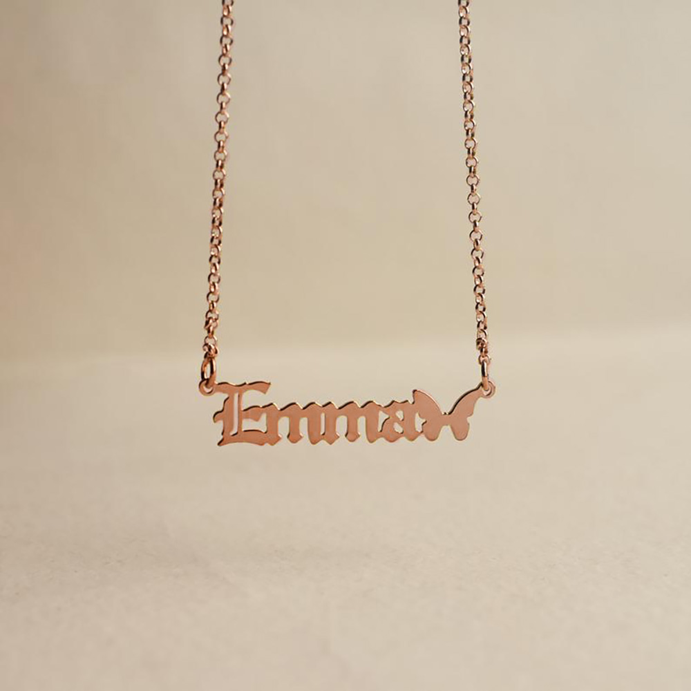 Personalised Butterfly Necklace Custom 1 Name Necklace Gift For Women-Jessemade AU