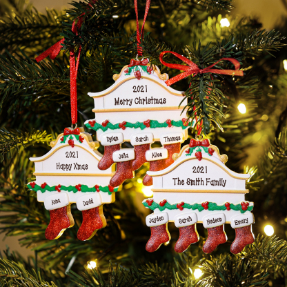 Personalised Red Stockings Ornament Custom 8 Names Gifts for Family-Jessemade AU
