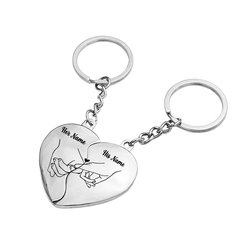 Pinky Swear Personalised Couple Keychain Custom 2 Names Keyring Matching Couple Gifts Valentine's Day Gift for Him/Her-Jessemade AU