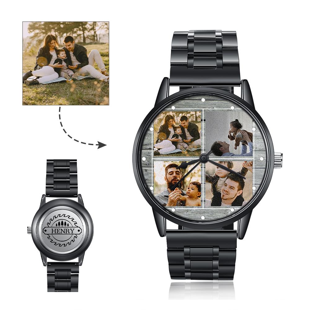 Personalised Photo Watch Custom 4 Photos Mechanical Watch Gifts for Him-Jessemade AU