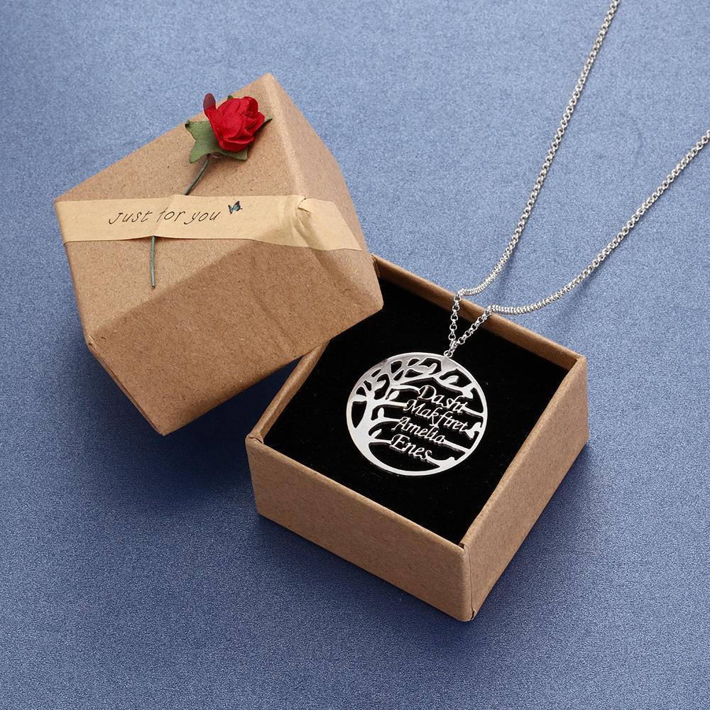 Family Tree Custom 4 Names Sterling Silver Tree-Jessemade AU