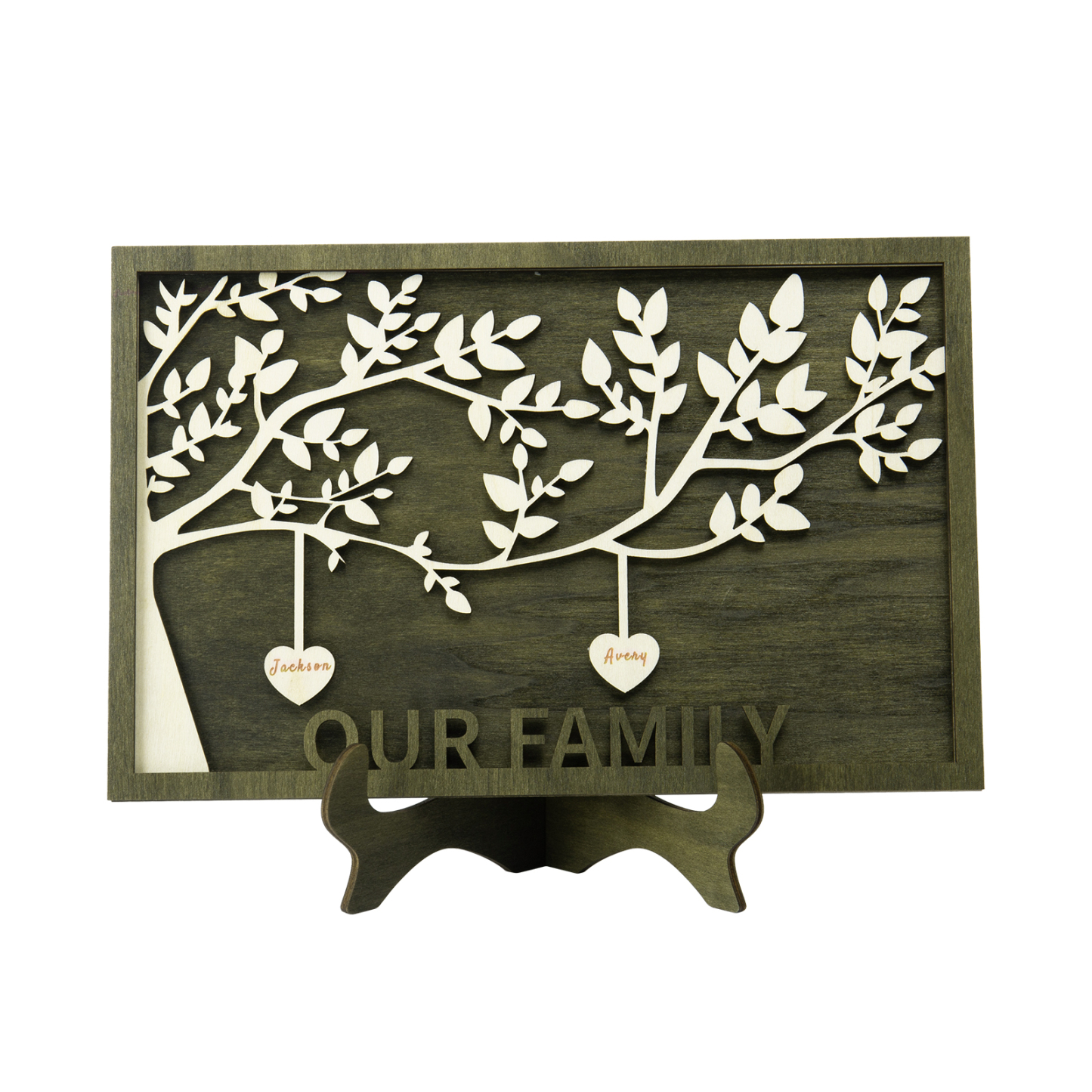 Family Tree Wood Frame Personalised Family Tree Sign Engrave 2 Names Keepsake Gifts-Jessemade AU