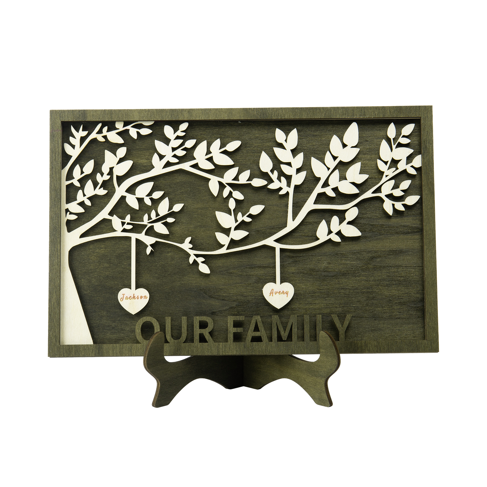 Family Tree Wood Frame Personalised Family Tree Sign Engrave 2 Names Keepsake Gifts-Jessemade AU