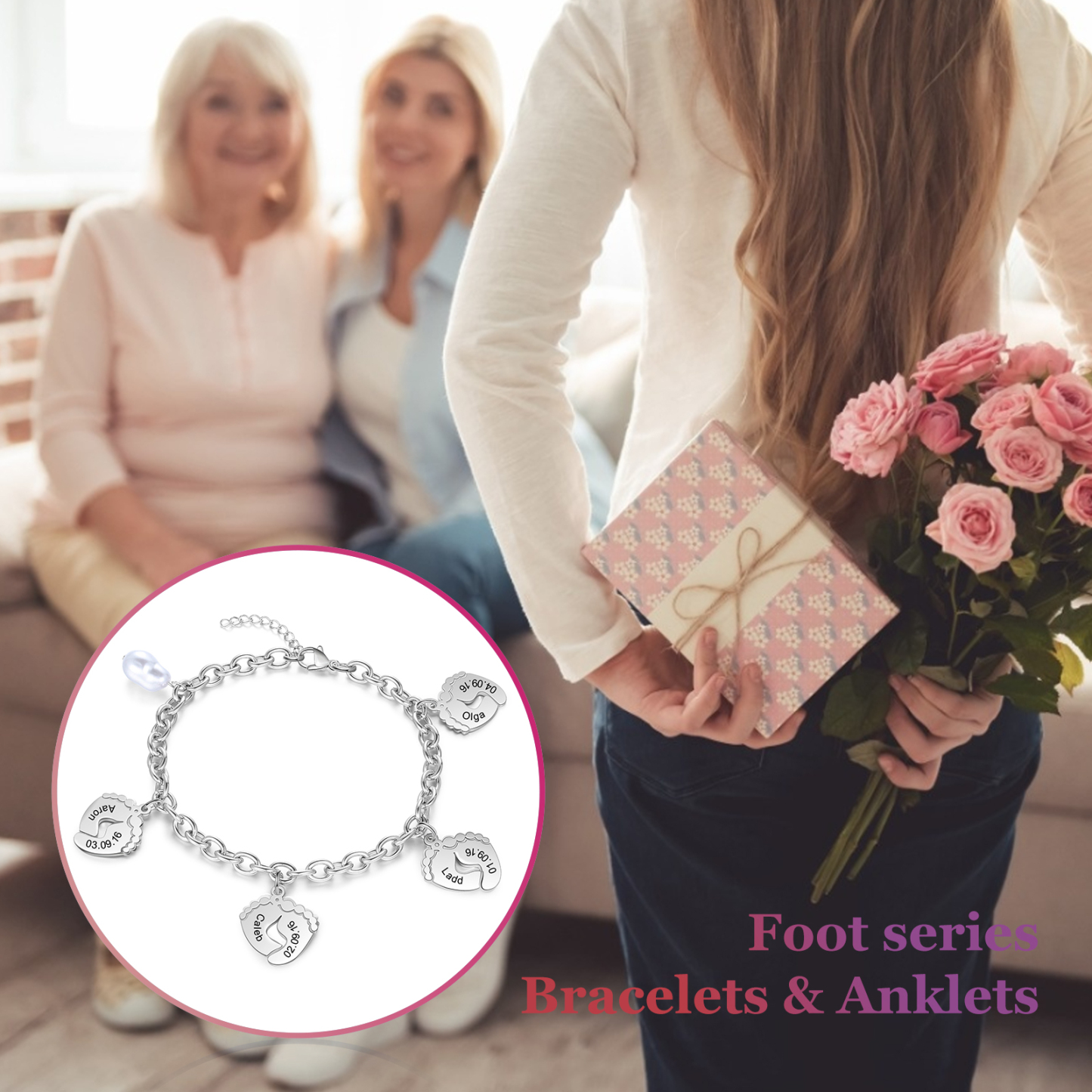 4 Feet Names Bracelet-Jessemade AU