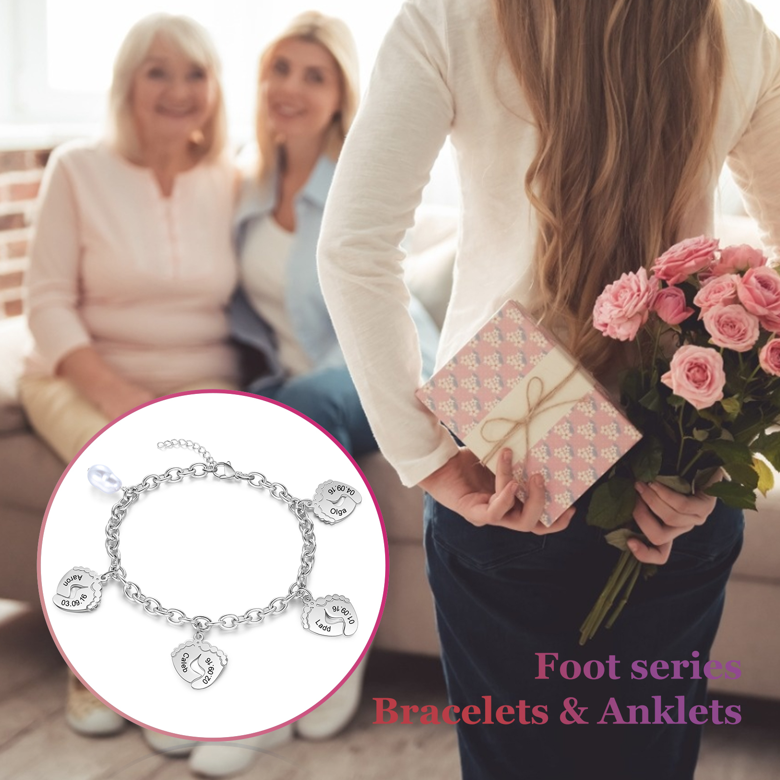 4 Feet Names Bracelet-Jessemade AU