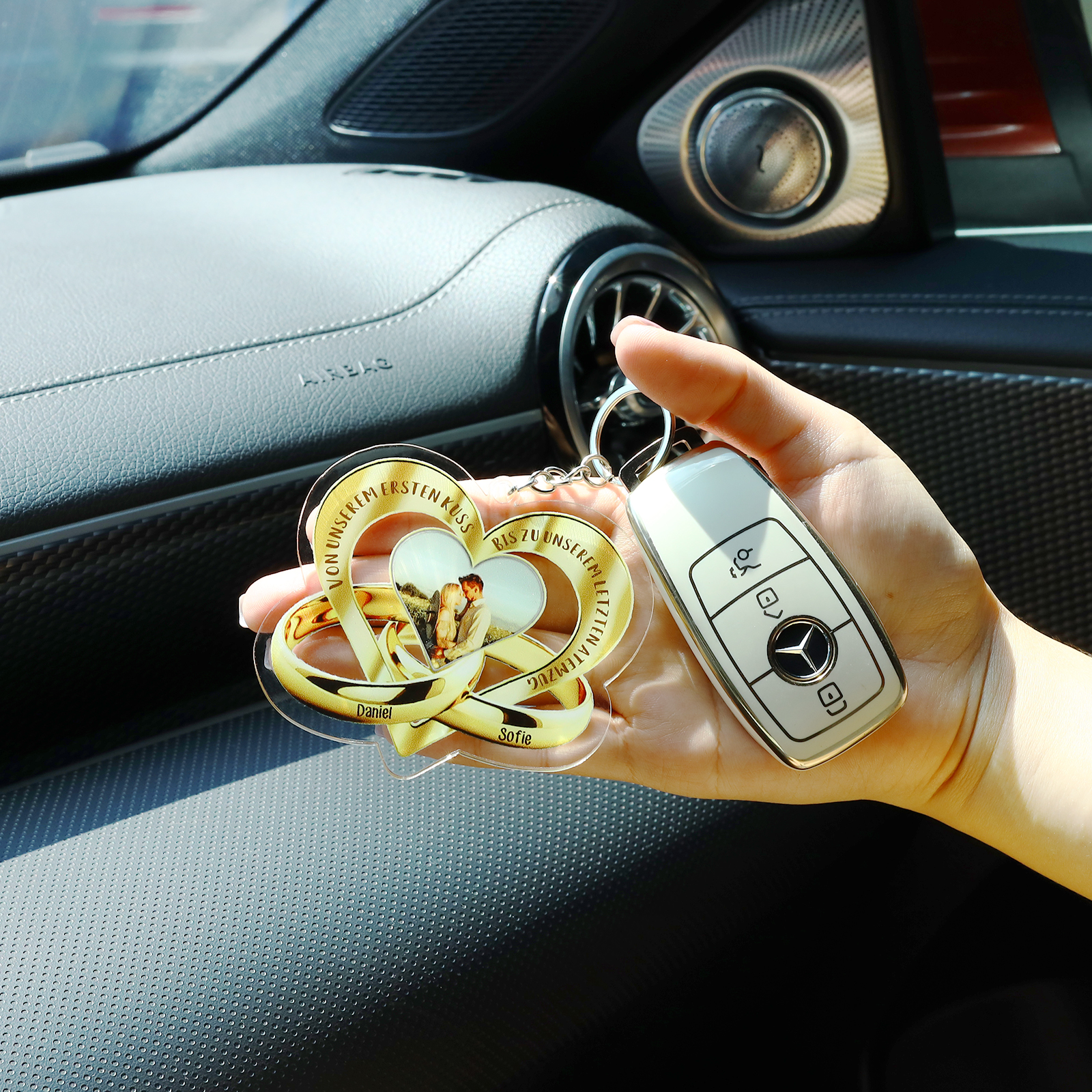 Personalised Acrylic Couple Keychain Customised Name & Text & Photo Keychain Valentine's Day Gift for Couples-Jessemade AU