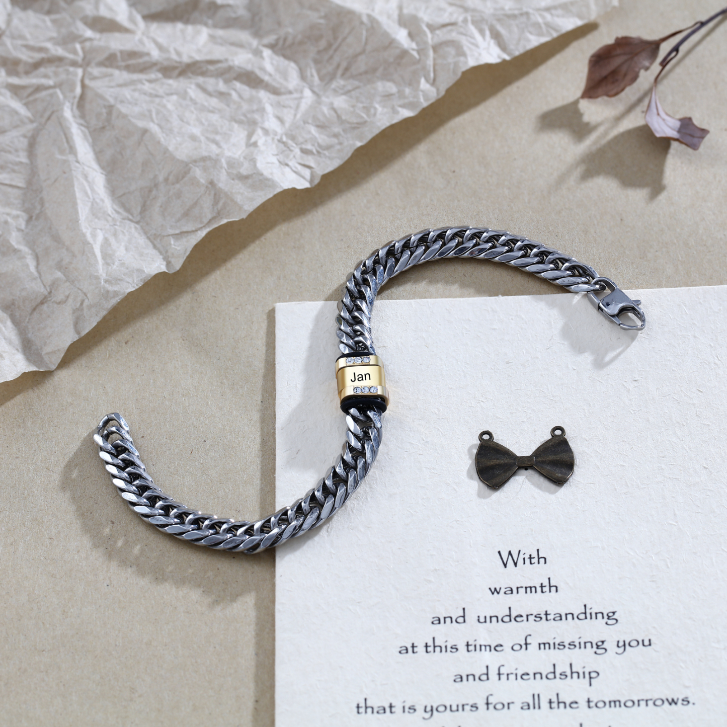 Personalised Cuban Chain Bracelet Customised Name Bracelet with 1 Beads