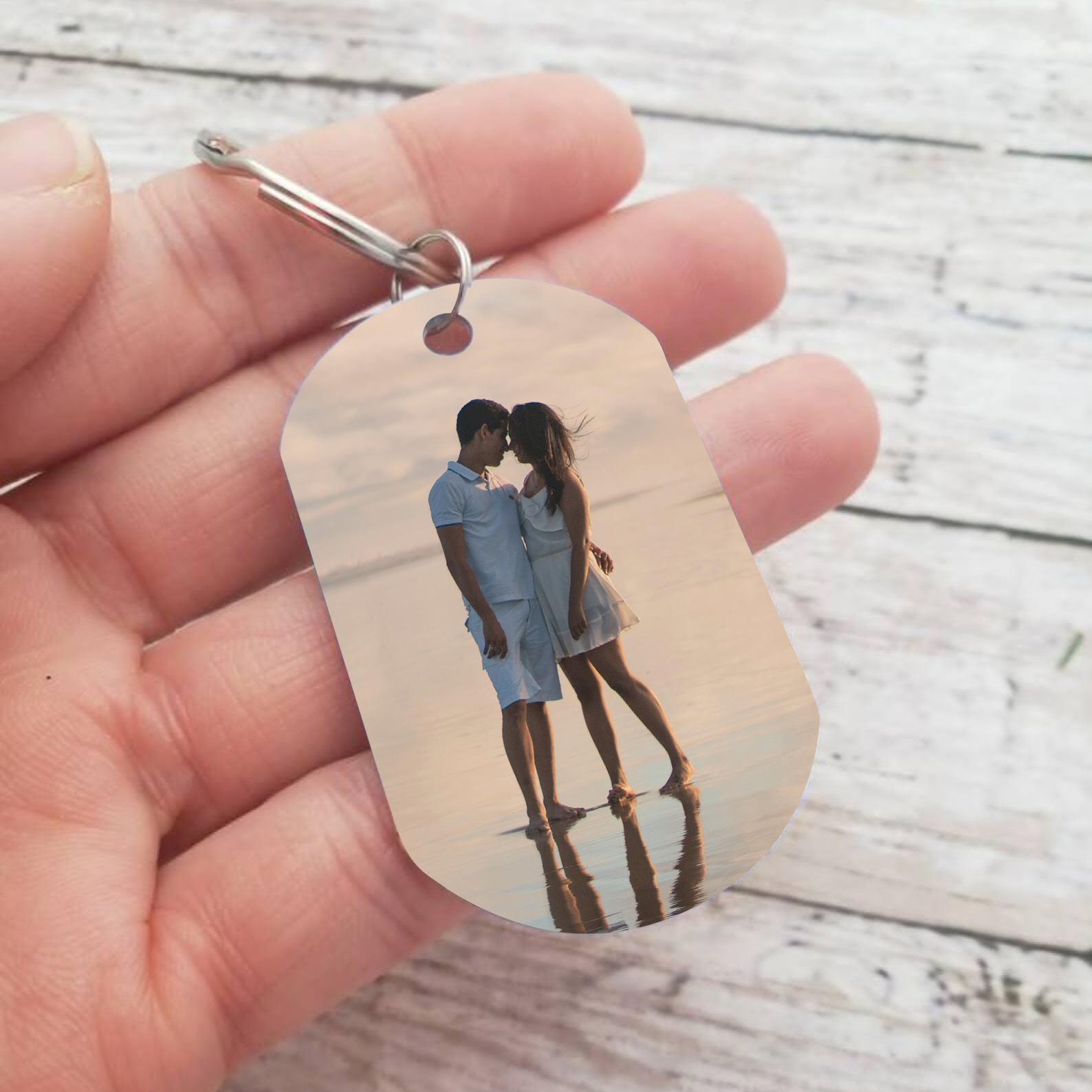 Personalised 2 Names & Photo & Date Keychain Stainless Steel Couple Gift - When We Have Each Other, We Have Everything-Jessemade AU