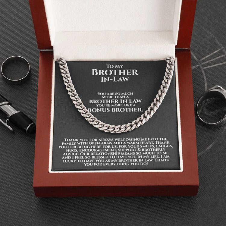 To My Brother-In-Law Necklace Cuban Link Chain Necklace Gift Set - You're More Like A Bonus Brother-Jessemade AU