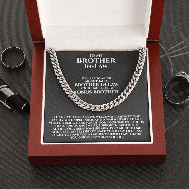 To My Brother-In-Law Necklace Cuban Link Chain Necklace Gift Set - You're More Like A Bonus Brother-Jessemade AU