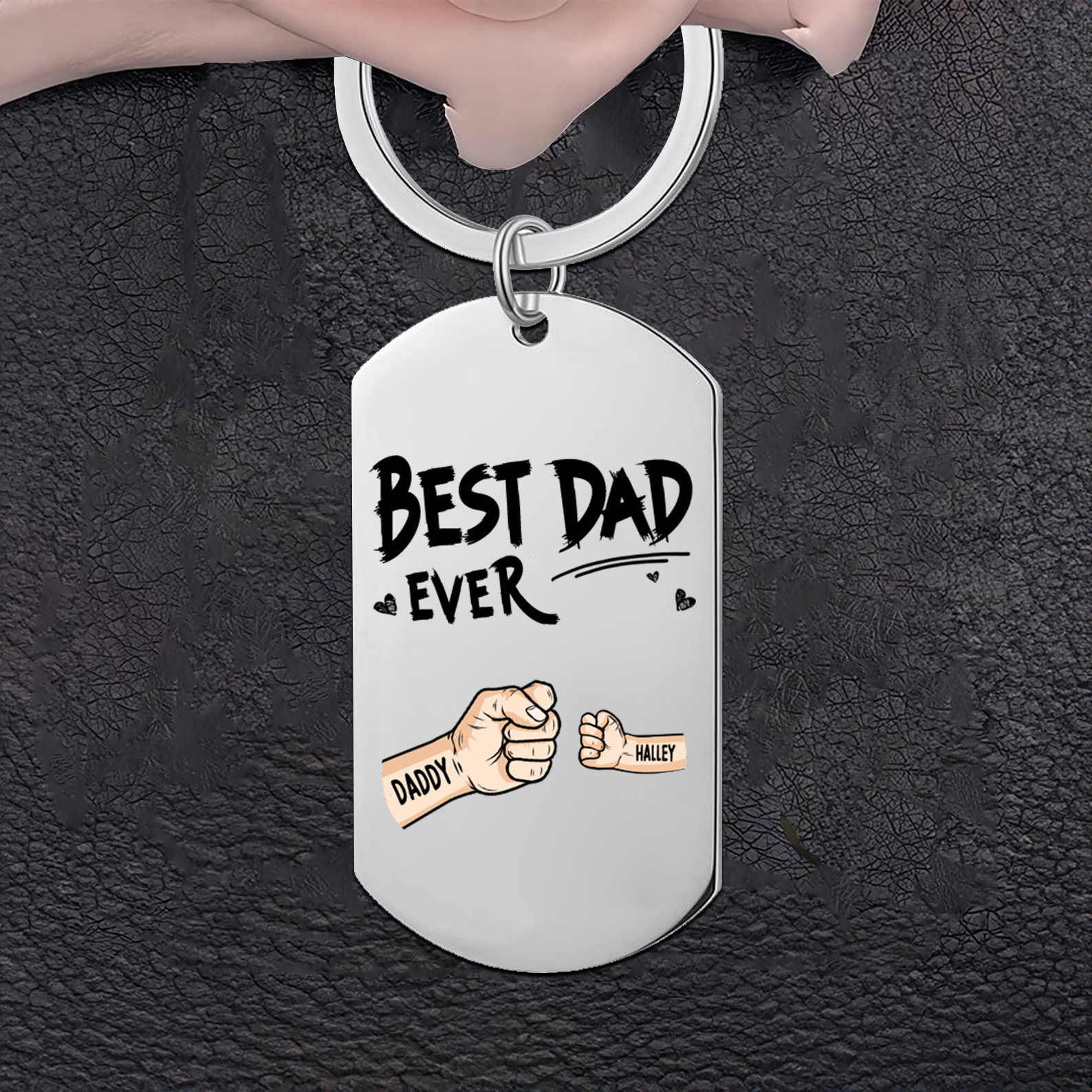 Personalised 2 Names Keychain Custom Fist Bump Keychain Father's Day Gift Best Dad Ever-Jessemade AU