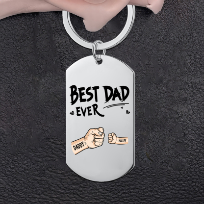 Personalised 2 Names Keychain Custom Fist Bump Keychain Father's Day Gift Best Dad Ever-Jessemade AU