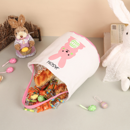 Personalised Bunny Tote Bag Custom Name Bunny Bucket Bag Easter Gifts-Jessemade AU