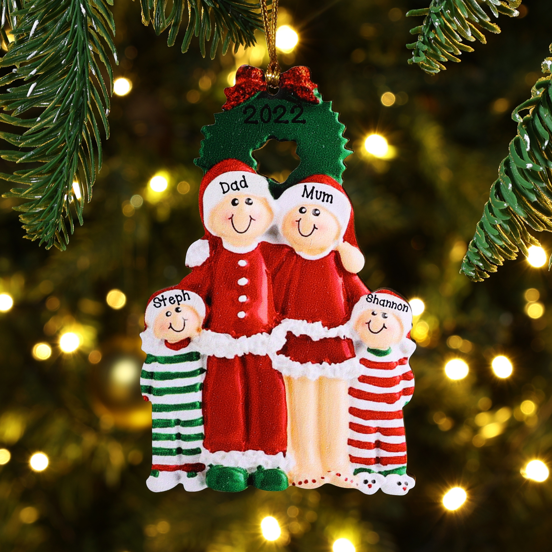 Personalised Family Pajamas Christmas Ornament Custom 3 Names Hanging Ornament Gifts For Family-Jessemade AU