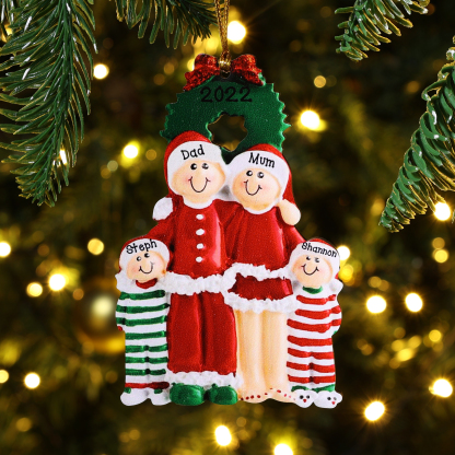 Personalised Family Pajamas Christmas Ornament Custom 3 Names Hanging Ornament Gifts For Family-Jessemade AU