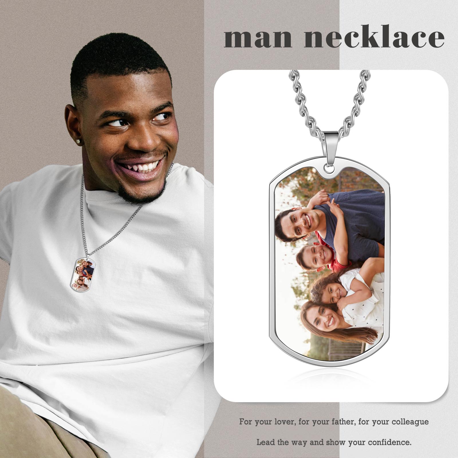 Custom Fist Bump Family Necklace with 4 Kids' Names Personalised Photo Dog Tag Necklace Father's Day Gifts-Jessemade AU