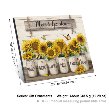 6 Names - Personalised Wooden Plaque Sunflowers Customised with Text Home Decoration Gift for Mother/Grandma-Jessemade AU