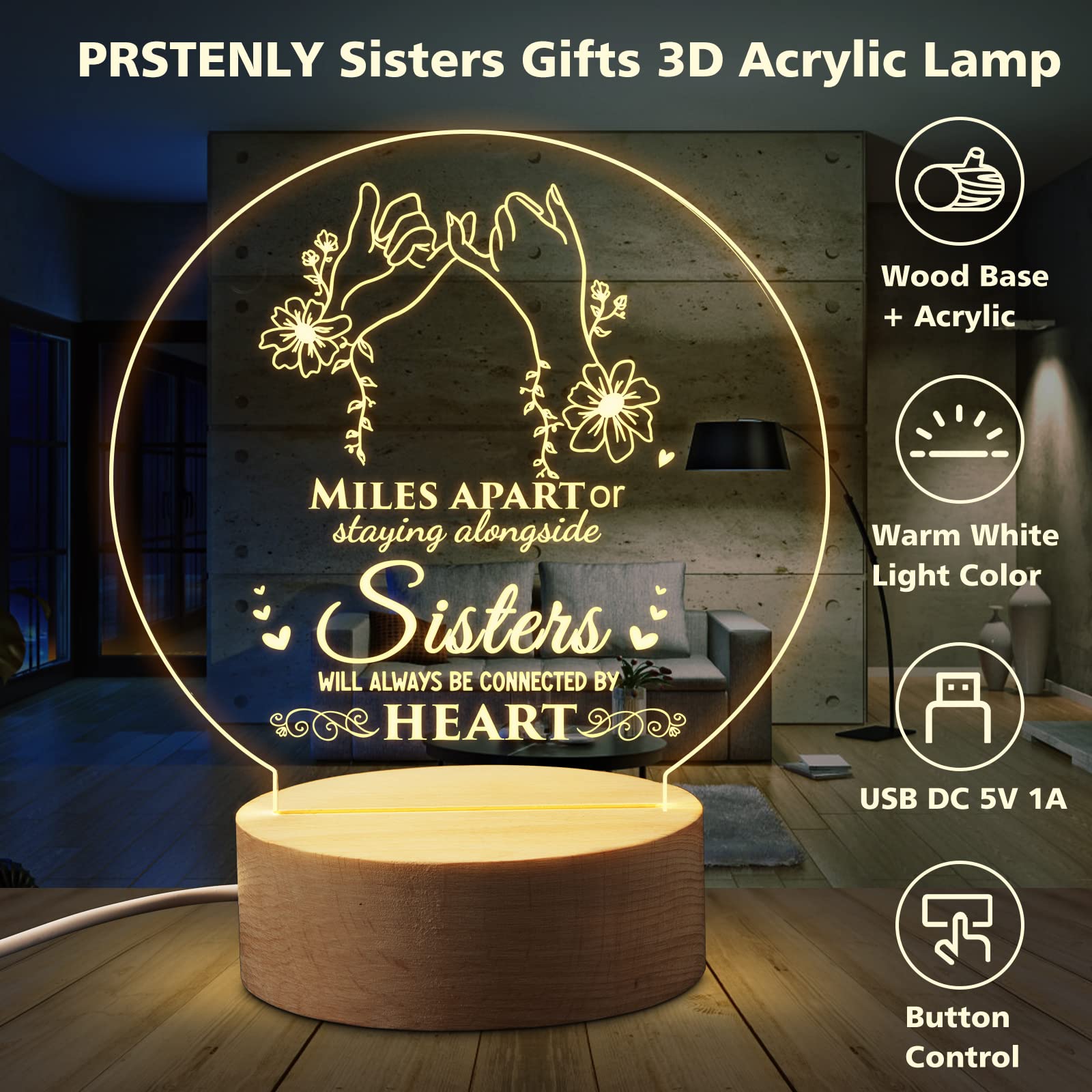 To My Sister - Sisters will always be connected by heart Night Light LED Lamp Bedroom Decoration For Sister-Jessemade AU