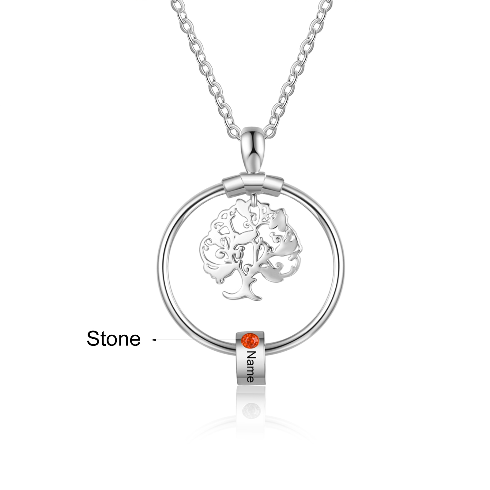 Personalised Family Tree Necklace With 1 Birthstones Engraved Names Gift For Mother-Jessemade AU