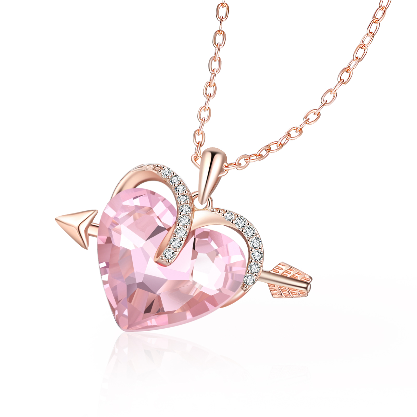 Heart-shaped Crystal Necklace Birthstone Necklace Gifts For Her-Jessemade AU