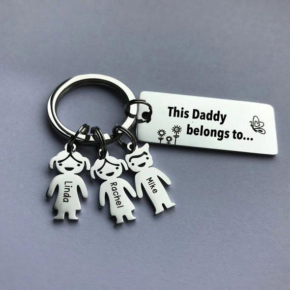 Personalised Keychain with Kid Charm Engraved 5 Names Family Keychain for Him-Jessemade AU