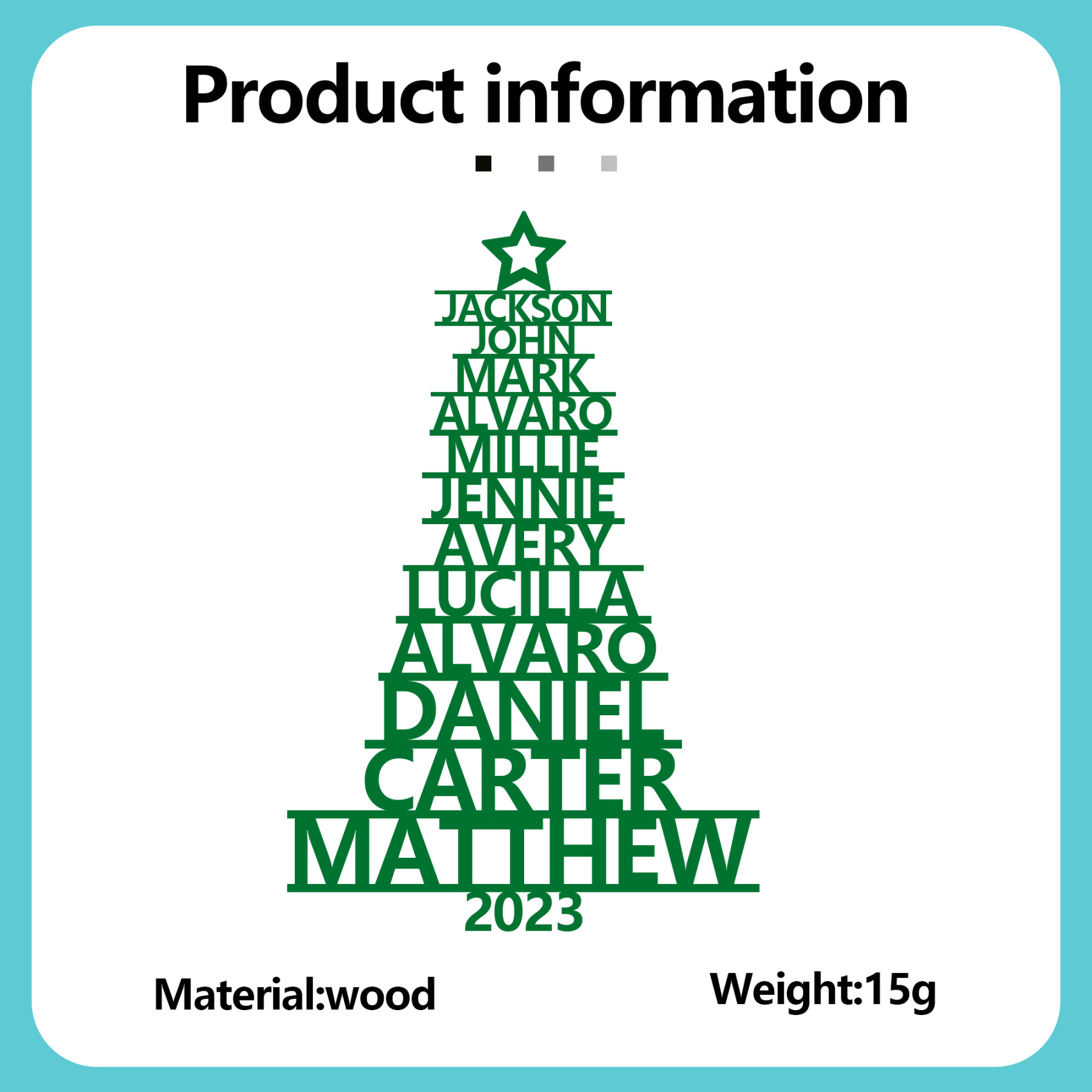 12 Names - Personalised Christmas Tree Ornaments Customised Name Xmas Wooden Decor Gifts for Family Friends-Jessemade AU