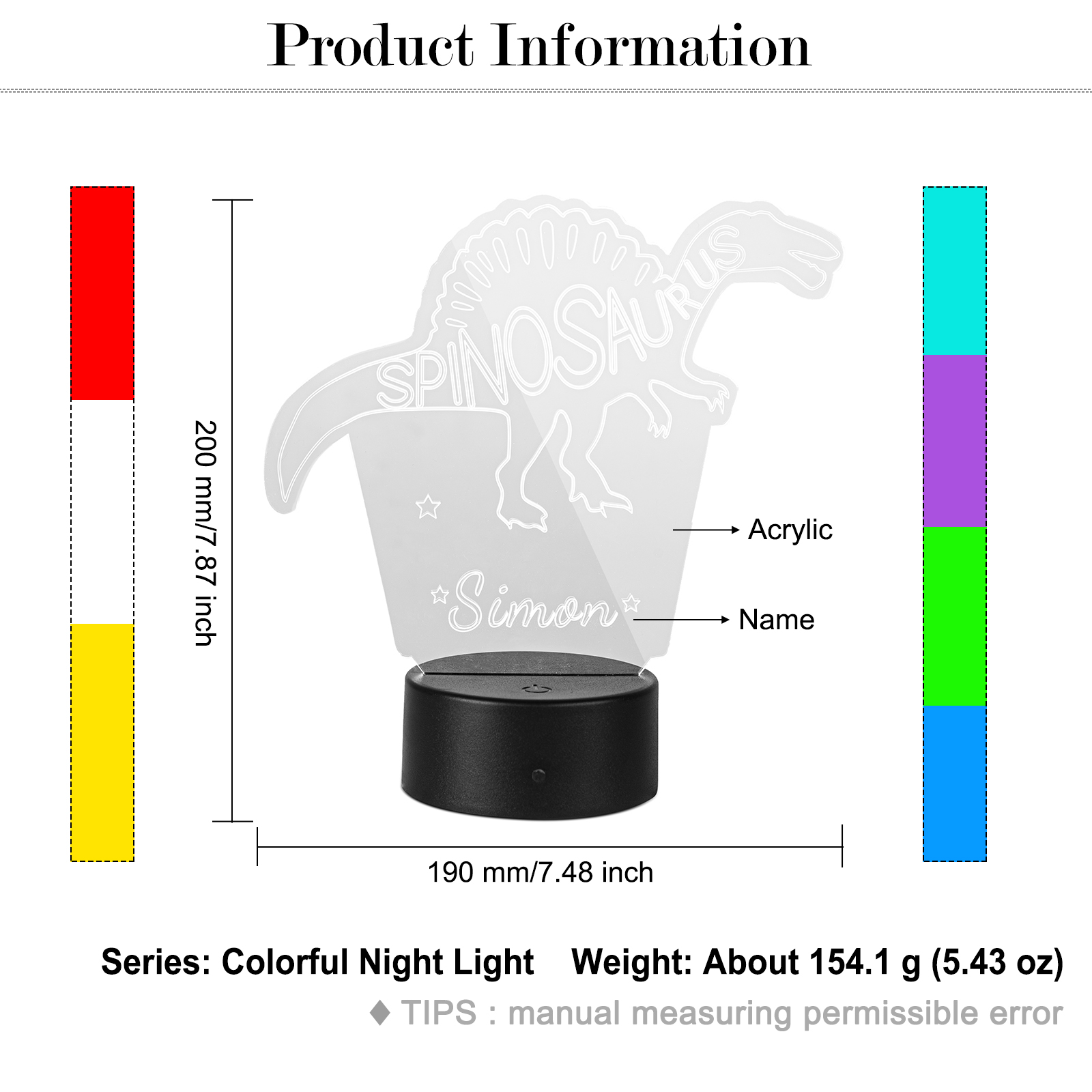 Customised Colourful Night Light-Jessemade AU