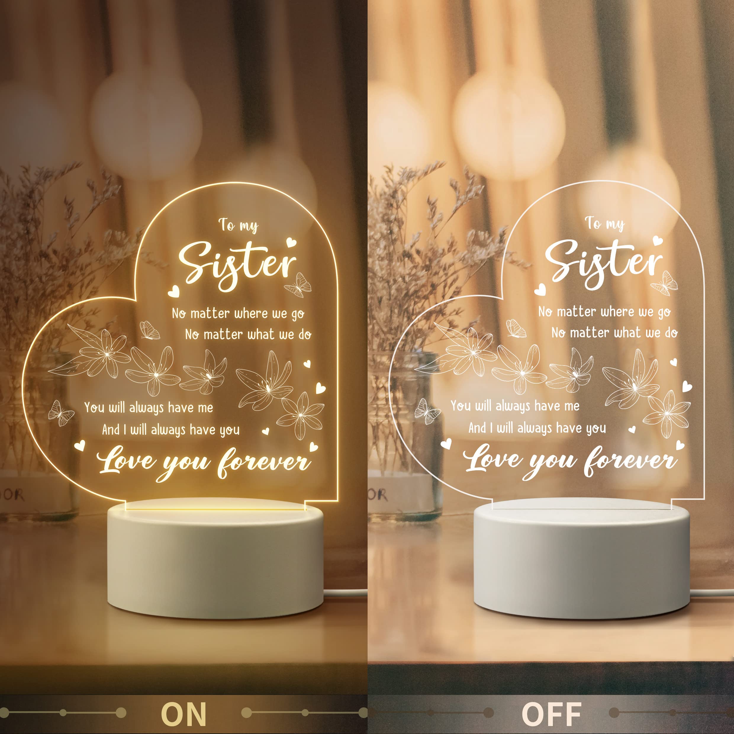 To My Sister - Love You Forever Night Light LED Lamp Bedroom Decoration For Sister-Jessemade AU