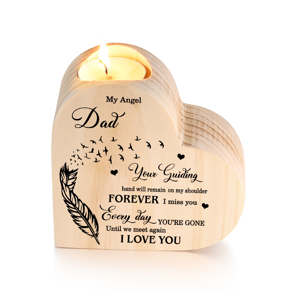 My Angel Dad Wooden Heart Candle Holder Memorial Candlesticks "Until we meet again"-Jessemade AU