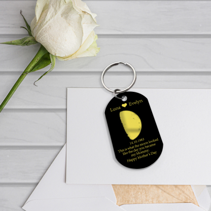Personalised Text & Date Keychain Mother's Day Gifts - This Is What The Moon Looked Like The Day You Became My Mommy-Jessemade AU