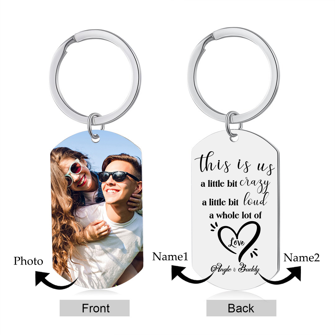 Personalised Couple Photo Keychain Customised 2 Names Keyring Valentine's Day Gifts - This Is Us, A Whole Lot Of Love-Jessemade AU