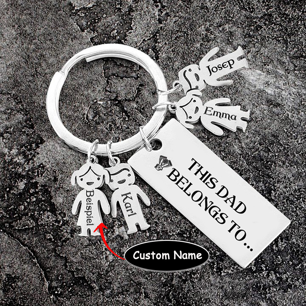 4 Names-Personalised 4 Children's Name Keychain-To My Dad-Gift Box Gift Card Set-Jessemade AU