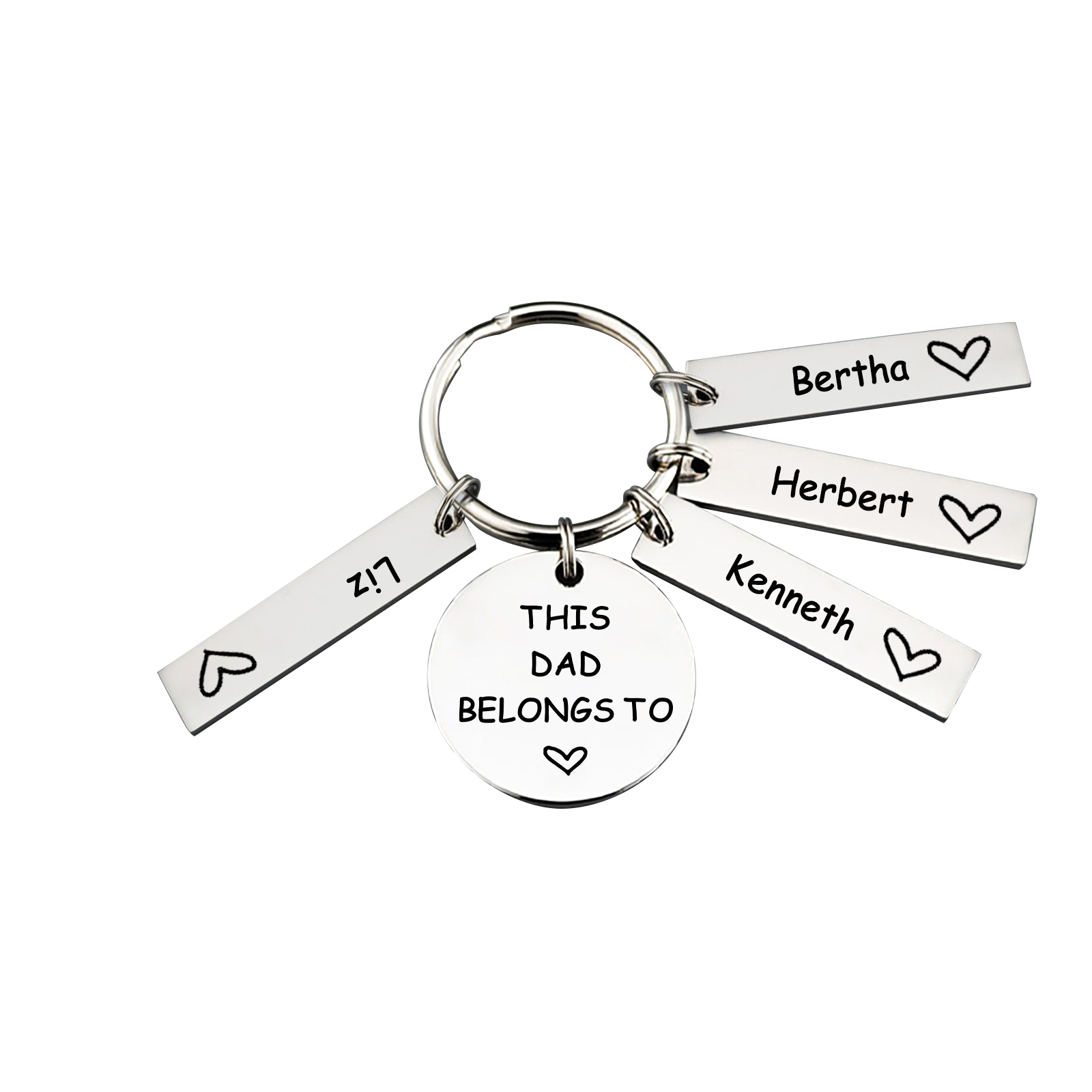 4 Names - Personalised Name Keychain Stainless Steel Keychain Special Gift for Mummy/Dad-Jessemade AU