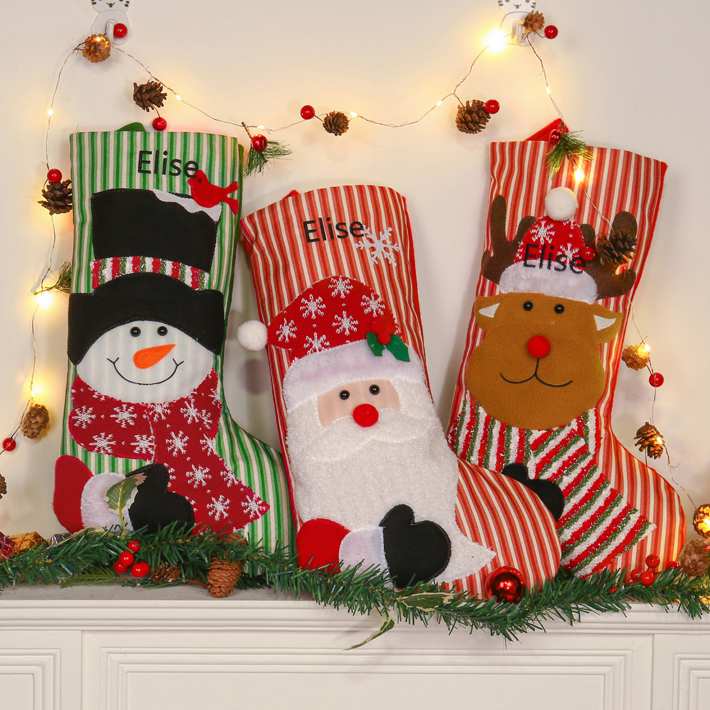 Christmas Stockings Ornaments Customised 1 Name Fireplace Decor Personalised Christmas Gifts for Family Friends-Jessemade AU