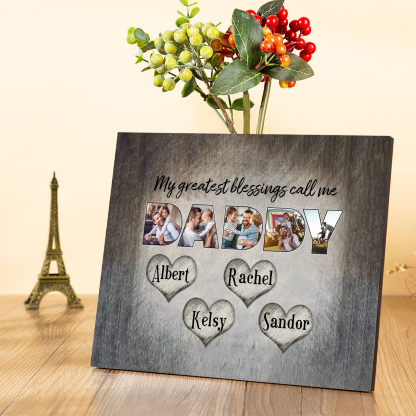 My Greatest Blessing Call Me Daddy Personalised Photo Frame Wood Signs Engrave 4 Names-Jessemade AU