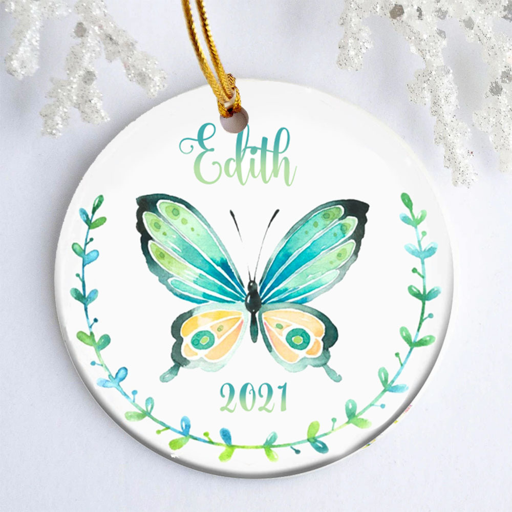 Personalised Blue Butterfly Ornament Custom Name Home Decor for Family-Jessemade AU