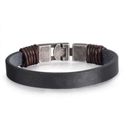 Vintage Men's Leather Bracelet Engraved Text Bracelet Personalised Gift for Him-Jessemade AU