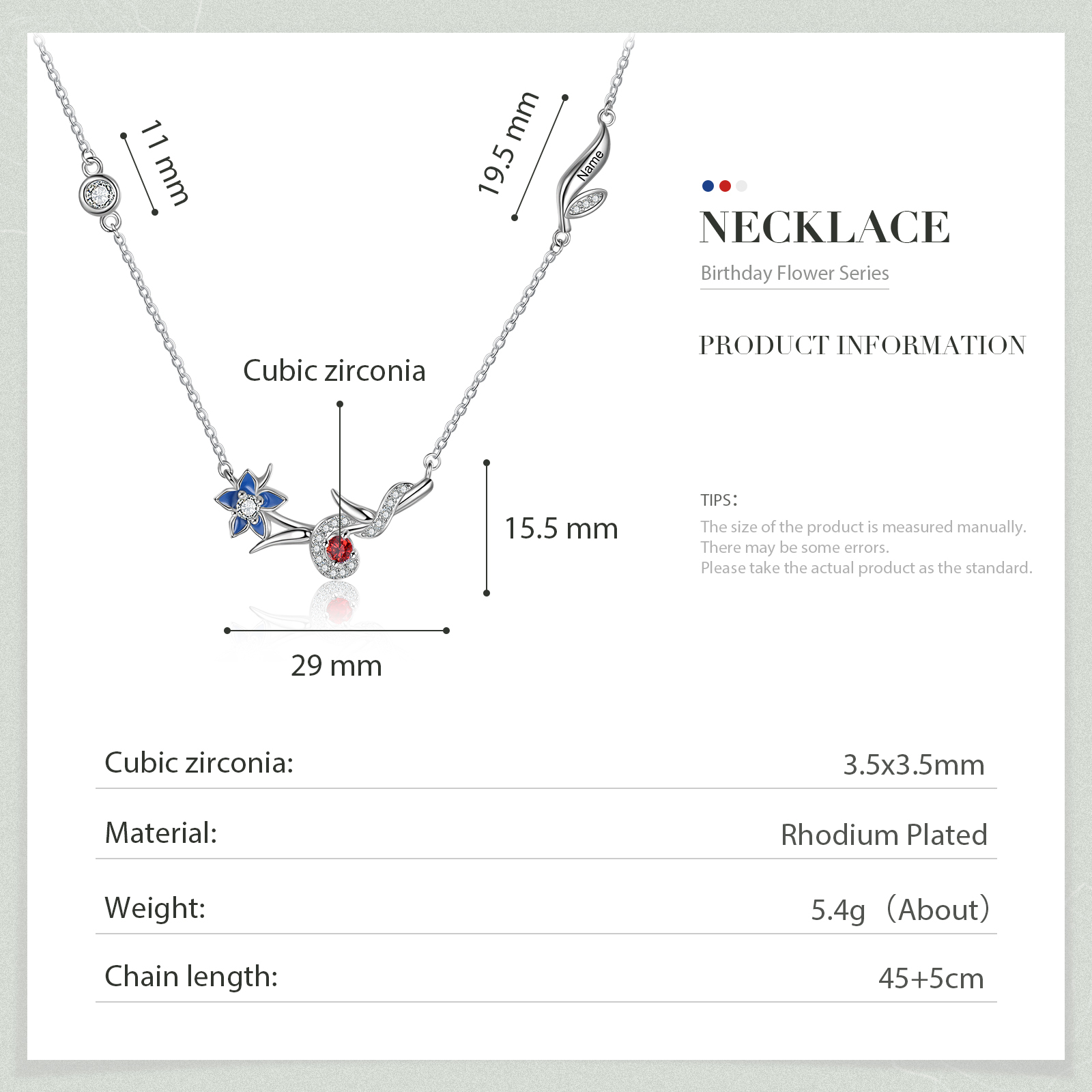 Personalised July Birthflower Necklace With Birthstone Best Gift For Her-Jessemade AU