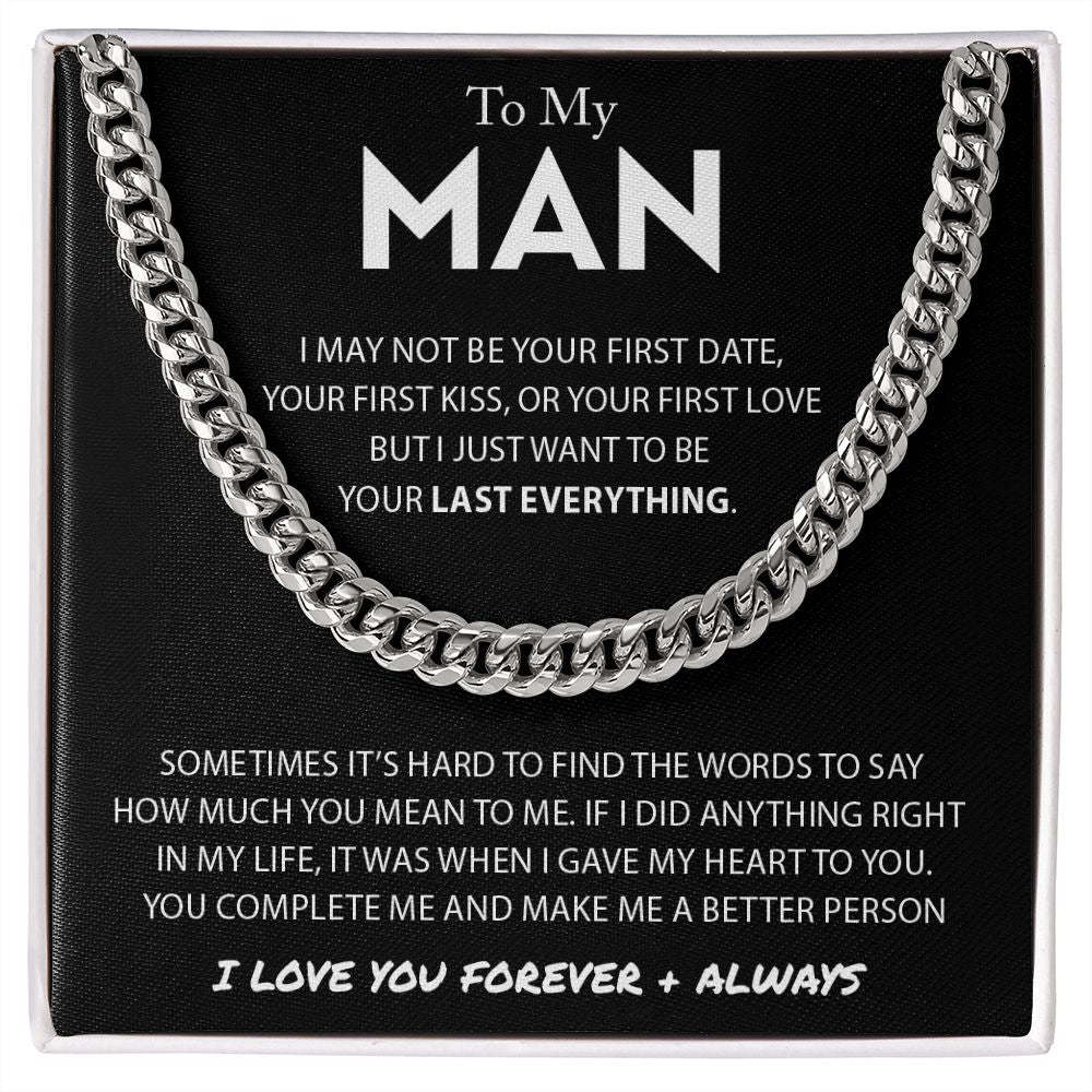 To My Man Cuban Link Chain Necklace Promise Necklace Gift Set - I Love You Forever & Always-Jessemade AU