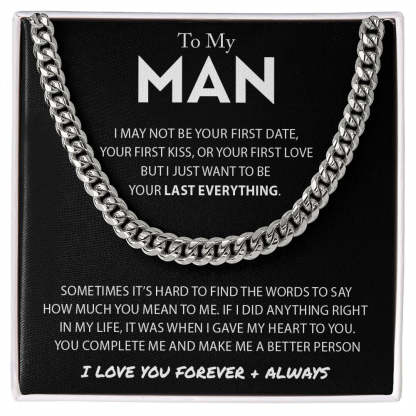 To My Man Cuban Link Chain Necklace Promise Necklace Gift Set - I Love You Forever & Always-Jessemade AU