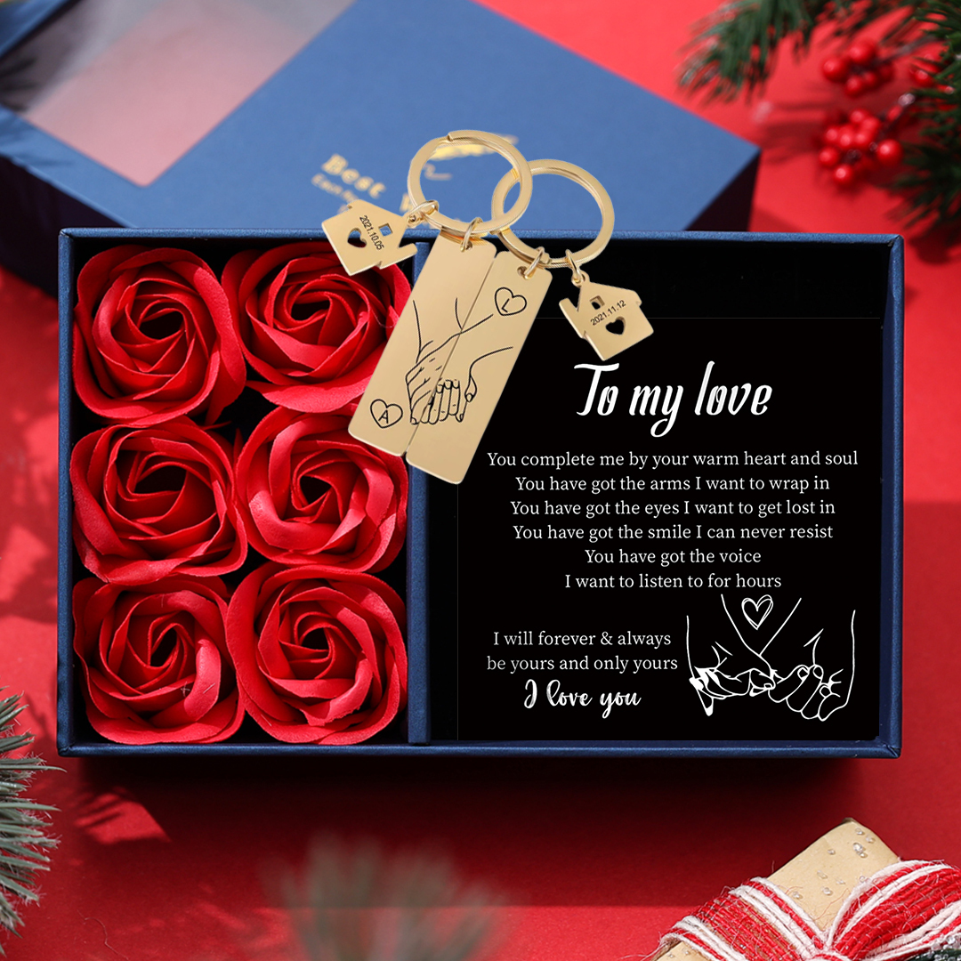 Holding Hands Couple Keychain Set Personalised Date Initial Matching Couple Gifts-Jessemade AU