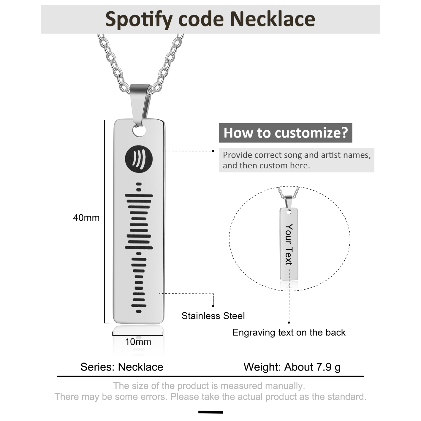 Customised Spotify code Women's Necklace For Lover-Jessemade AU