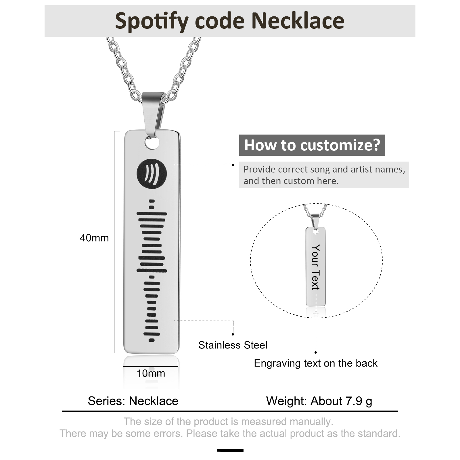 Customised Spotify code Women's Necklace For Lover-Jessemade AU