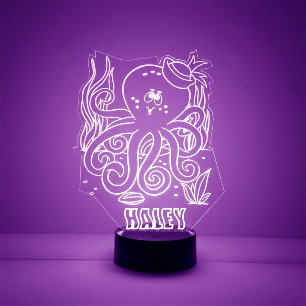 Custom Octopus Night Light 7 Colours Changing Night Light With Name LED Lamp Gifts For Kids-Jessemade AU