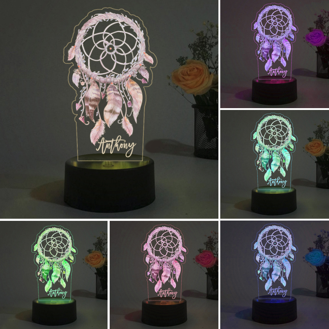 Personalised Dream Catcher Night Light Custom Name Gifts For Kids-Jessemade AU