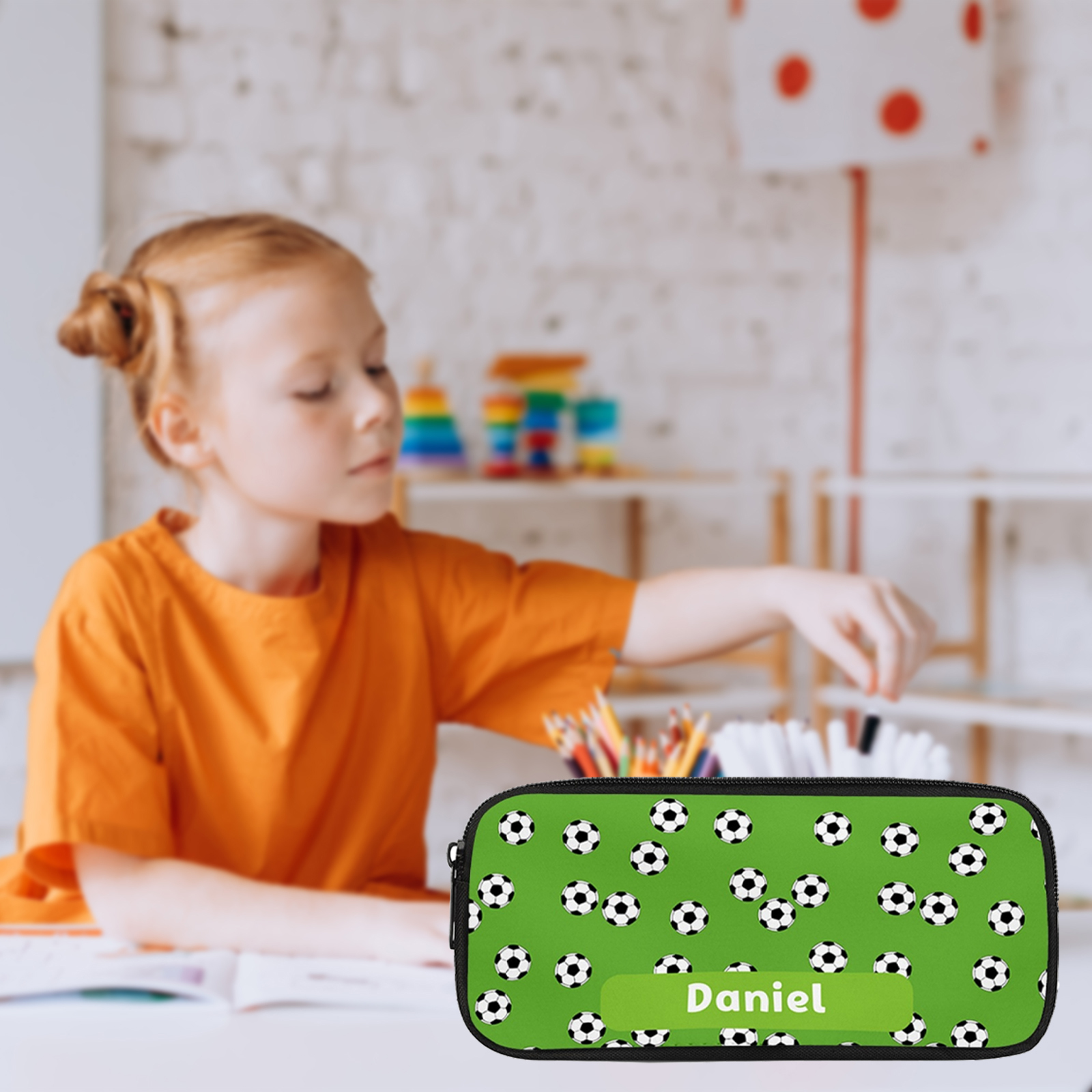 Personalised  Name Pencil Case Football Pen Bag Zipper Back to School Gifts for Student-Jessemade AU