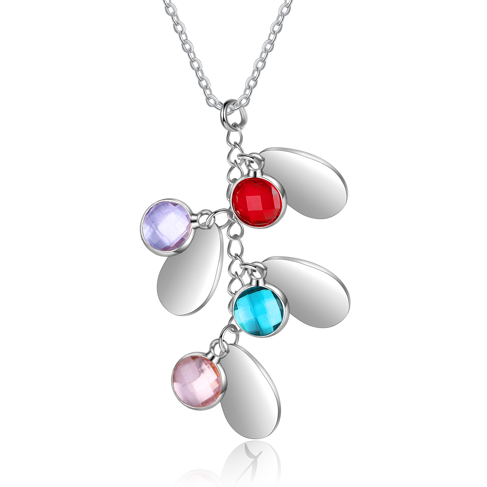 Personalised BirthFlowers Necklace With 4 Birthstones Best Gift For Women-Jessemade AU
