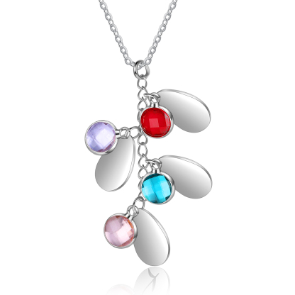 Personalised BirthFlowers Necklace With 4 Birthstones Best Gift For Women-Jessemade AU